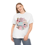 Pink Swan With Golden Crown Unisex Heavy Cotton Tee