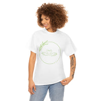 Beautiful Green Circle with Swans Unisex Heavy Cotton Tee