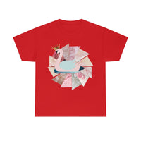 Pink Swan With Golden Crown Unisex Heavy Cotton Tee