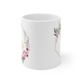 Golden Swan in Border of Flower White Mug