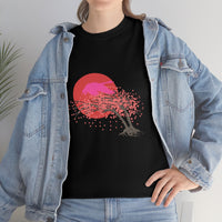 Swan on Beautiful Sunrise Unisex Heavy Cotton Tee