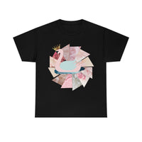 Pink Swan With Golden Crown Unisex Heavy Cotton Tee