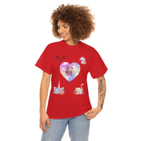 Christmas Heart Swans Unisex Heavy Cotton Tee