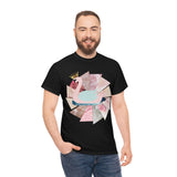 Pink Swan With Golden Crown Unisex Heavy Cotton Tee