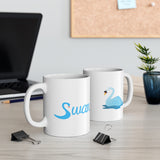 Swan on Blue Lagoon Ceramic Mug