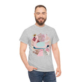 Pink Swan With Golden Crown Unisex Heavy Cotton Tee