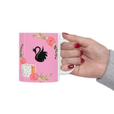 Black Swan with Flowers  Ceramic Mug 11oz